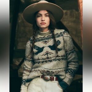 NWOT Pilcro Long-Sleeve Mock-Neck Bird Sweater